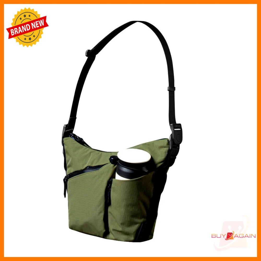Compact 2l Crossbody Bag, Water Resistant, Expandable Bottle Pocket